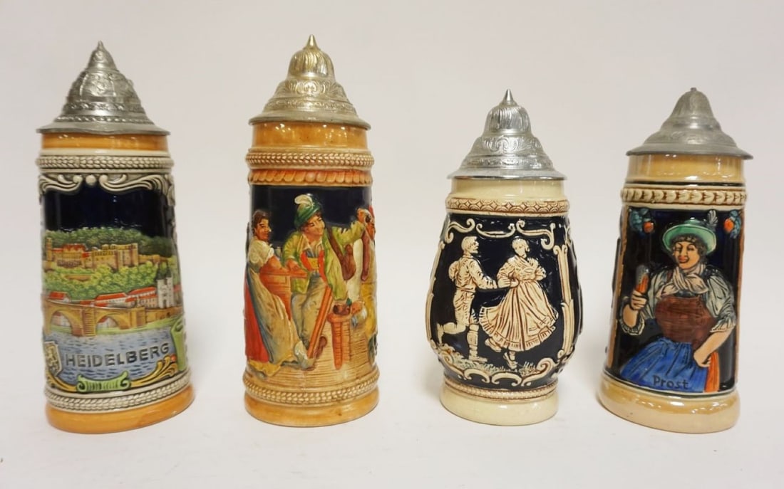 GROUP OF 4 VINTAGE GERMAN STEINS (1 of 4)