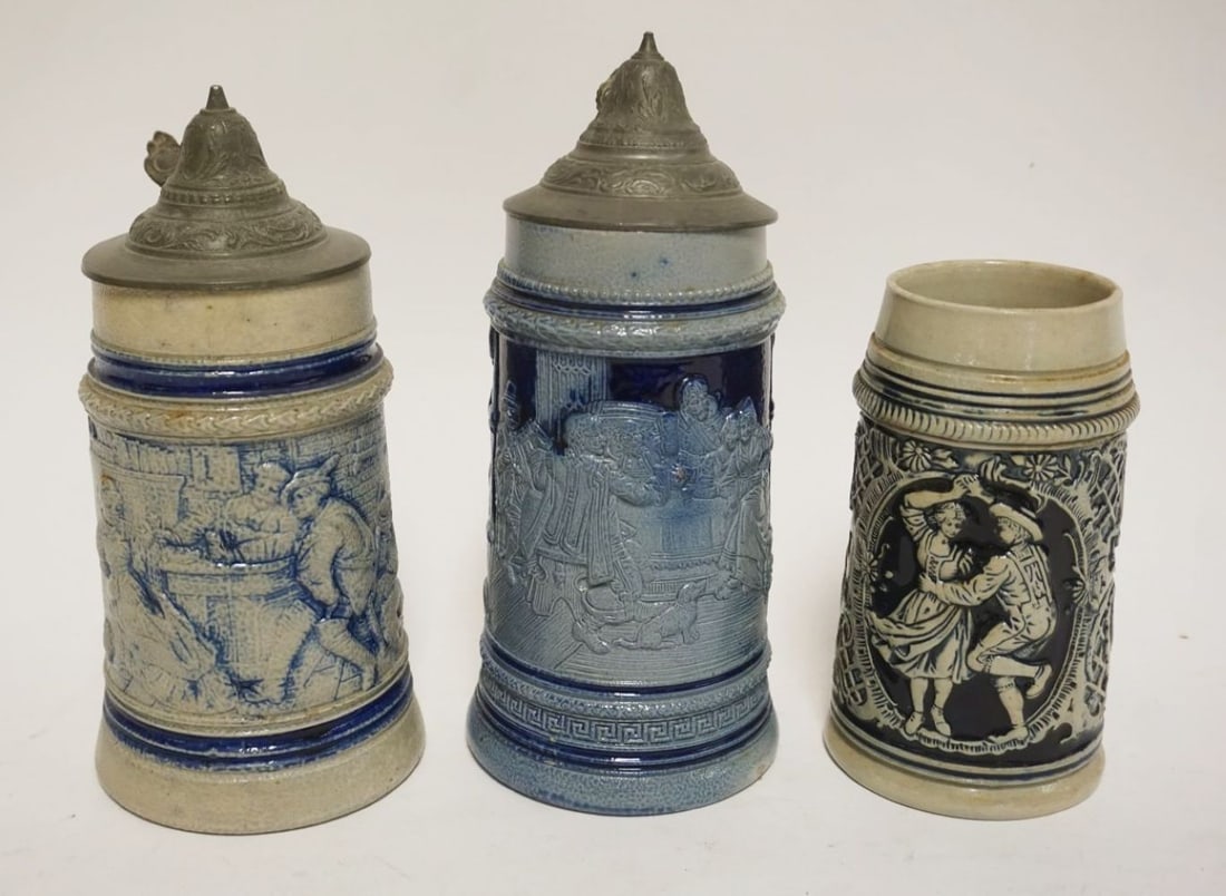 GROUP OF 3 VINTAGE GERMAN STEINS (1 of 3)