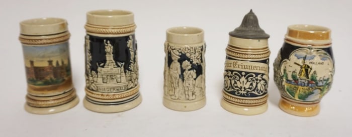 GROUP OF MINIATURE GERMAN BEER STEINS/MUGS