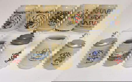 GROUP OF 10 VINTAGE GERMAN STEINS/MUGS