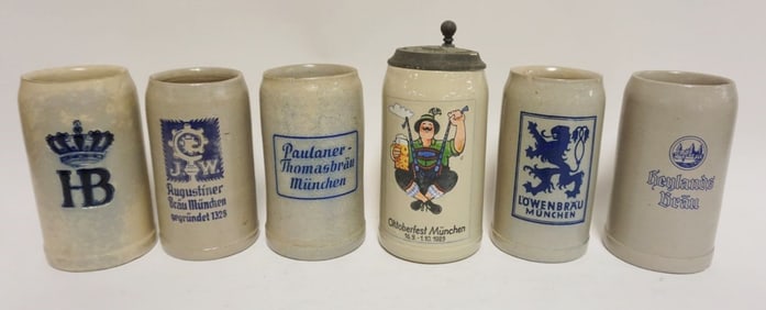 GROUP OF 6 VINTAGE GERMAN STEINS/MUGS
