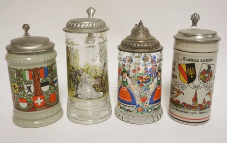 GROUP OF 4 VINTAGE GERMAN STEINS/MUGS