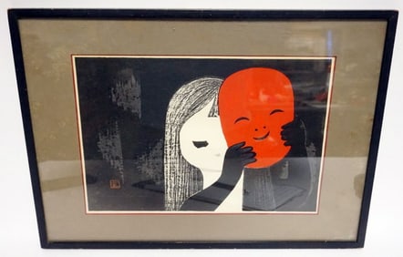 FRAMED & MATTED WOODBLOCK PRINT