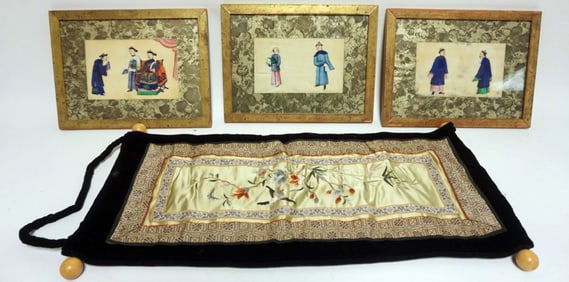 3 FRAMED ASIAN PAINTED SILK IMAGES