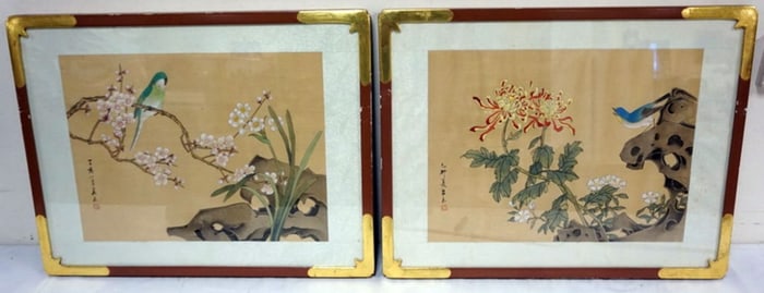PAIR OF FRAMED HAND COLORED ASIAN PRINTS