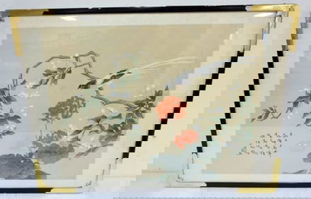 FRAMED HAND COLORED ASIAN PRINT