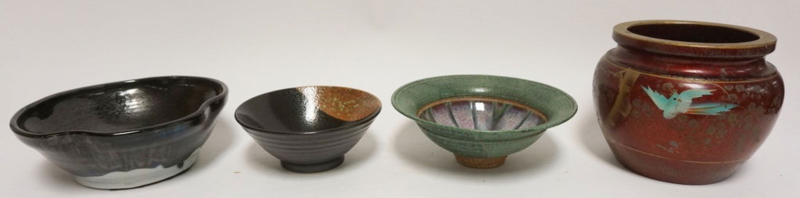 ASSORTED ART POTTERY BOWLS AND JARDINEER (1 of 4)