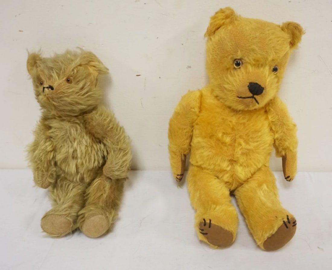 VINTAGE TOY TEDDY BEARS: VINTAGE TOY TEDDY BEARS, JOINTED ARMS & LEGS, TALLEST APPROXIMATELY 16 IN