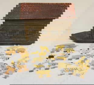 CONTEMPORARY WOOD FOLK ART NOAHS ARK