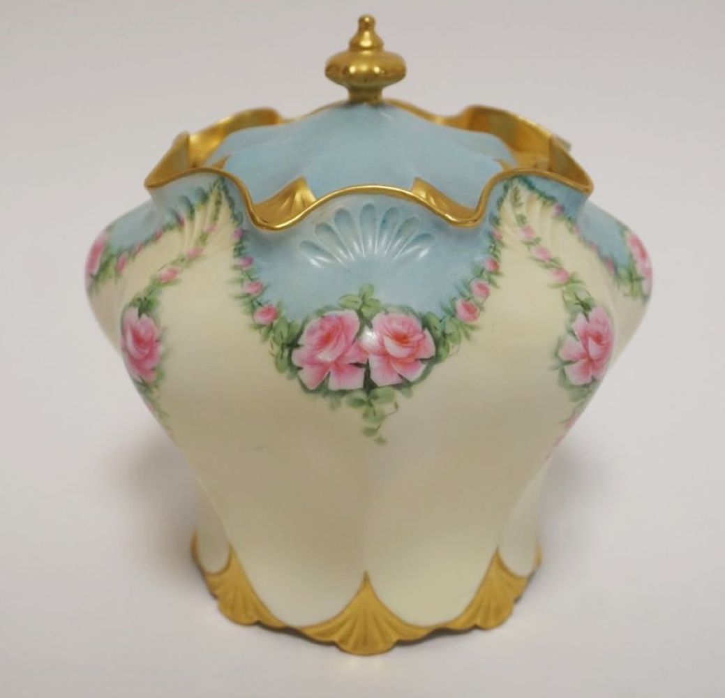 HAND PAINTED PORCELAIN COVERED JAR (1 of 6)