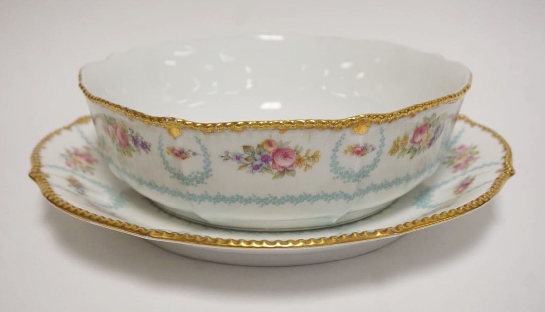 LIMOGES LARGE HAND PAINTED BOWL (1 of 6)