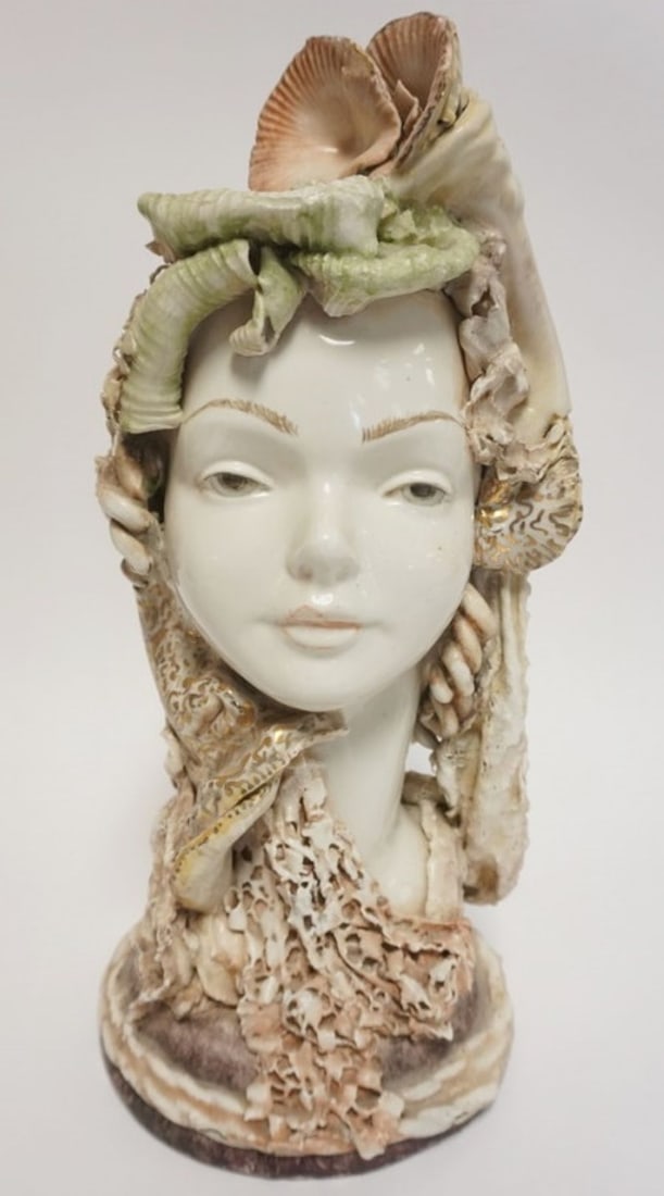 LARGE CYBIS BUST OF WOMAN: LARGE CYBIS BUST OF WOMAN MARKED M.B. CYBIS, APPROXIMATELY 16 1/2 IN