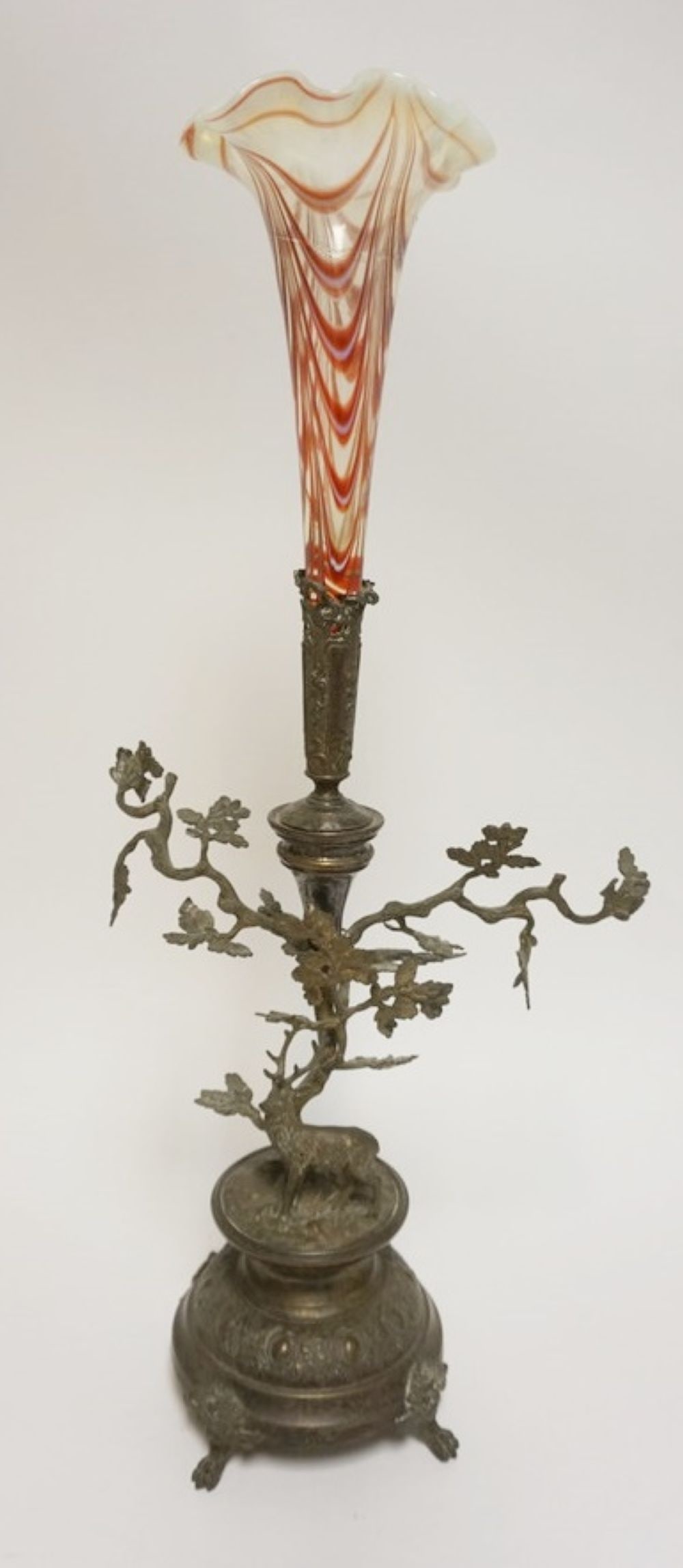 VICTORIAN GLASS EPERGNE ON SILVER PLATE BASE (1 of 6)