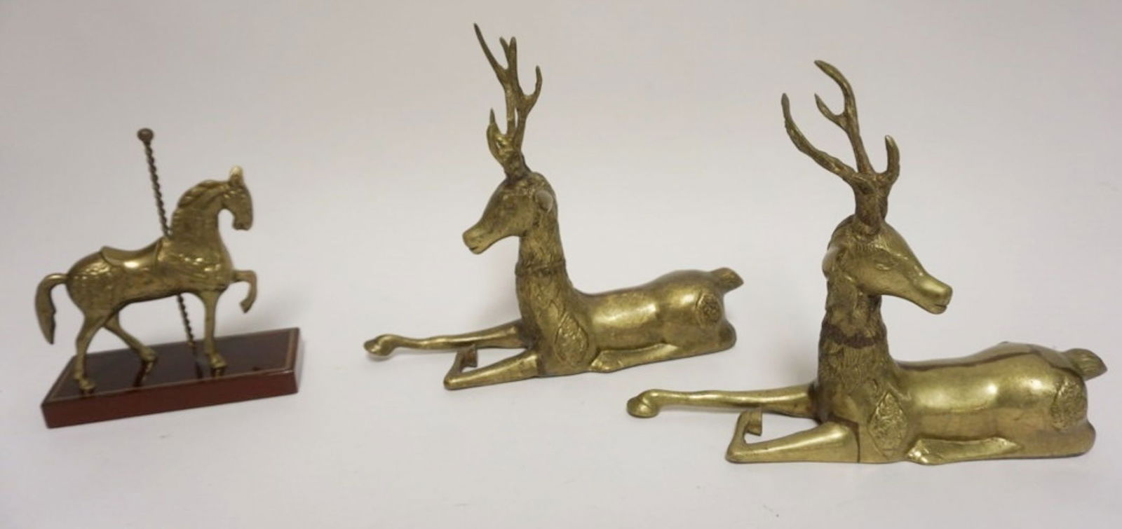 BRASS DEER FIGURES AND CAROUSEL HORSE (1 of 2)