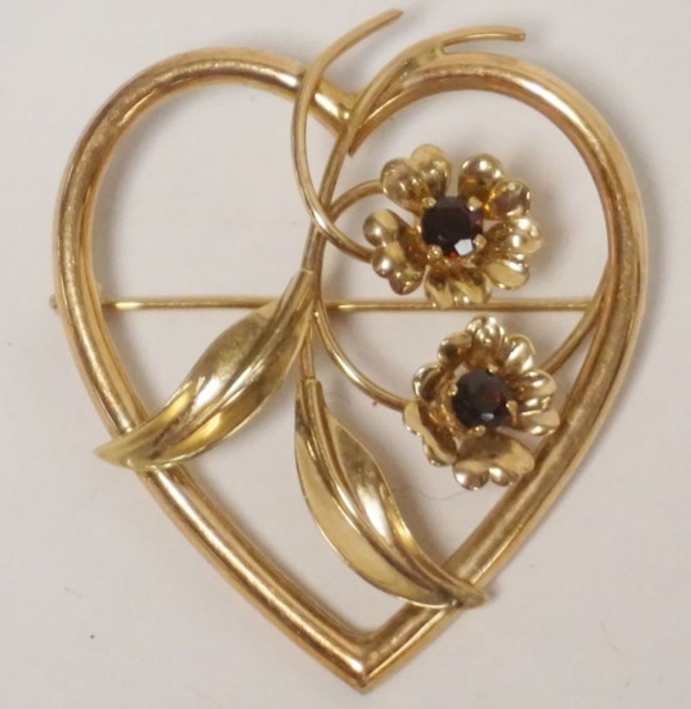10K RUBY GARNET HEART PIN (1 of 3)