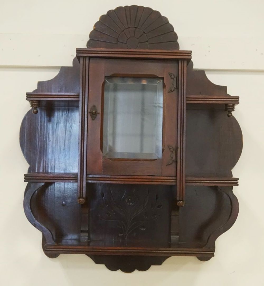 VICTORIAN WALNUT HANGING CURIO CABINET (1 of 3)