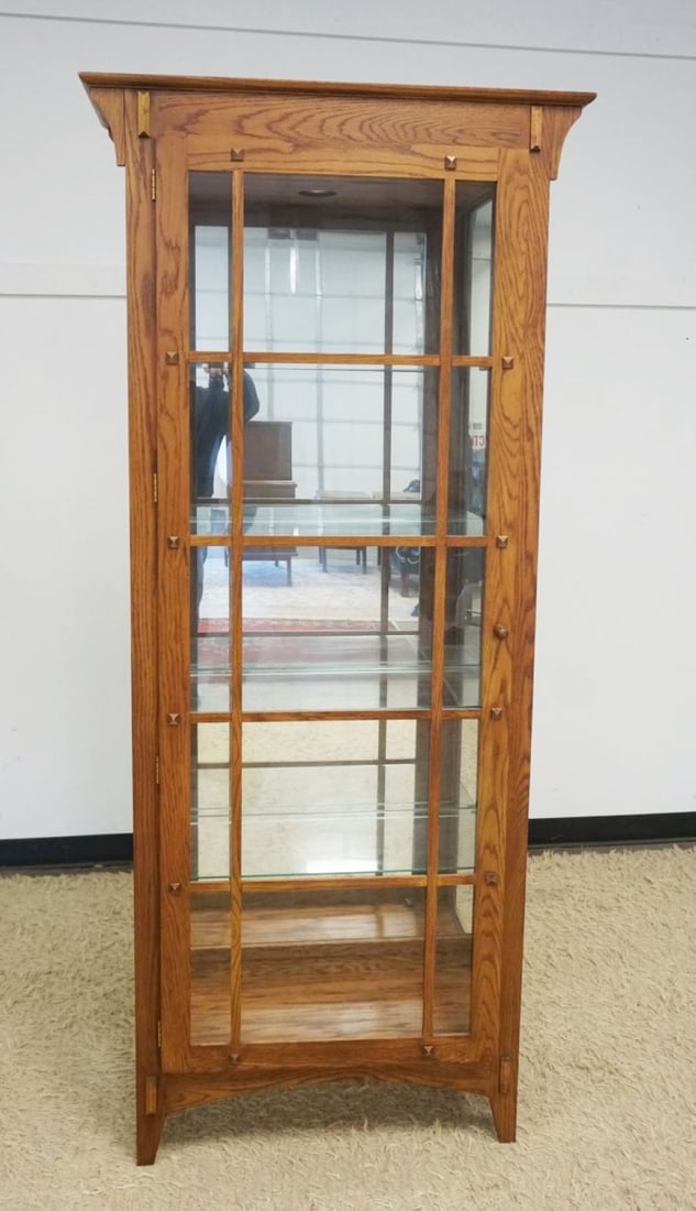 PHILIP REINISCH MISSION OAK STYLE CRYSTAL CABINET (1 of 5)