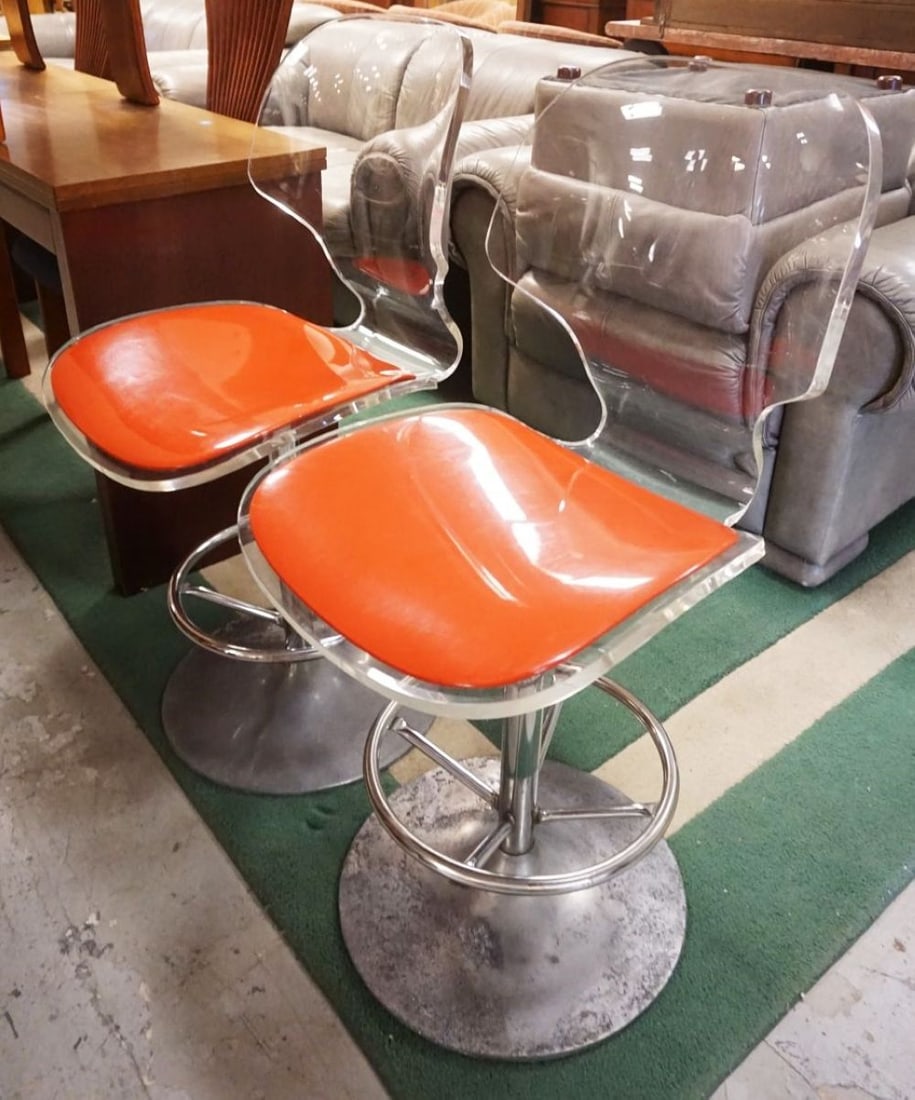 PAIR OF MCM LUCITE SWIVEL CHAIRS (1 of 4)