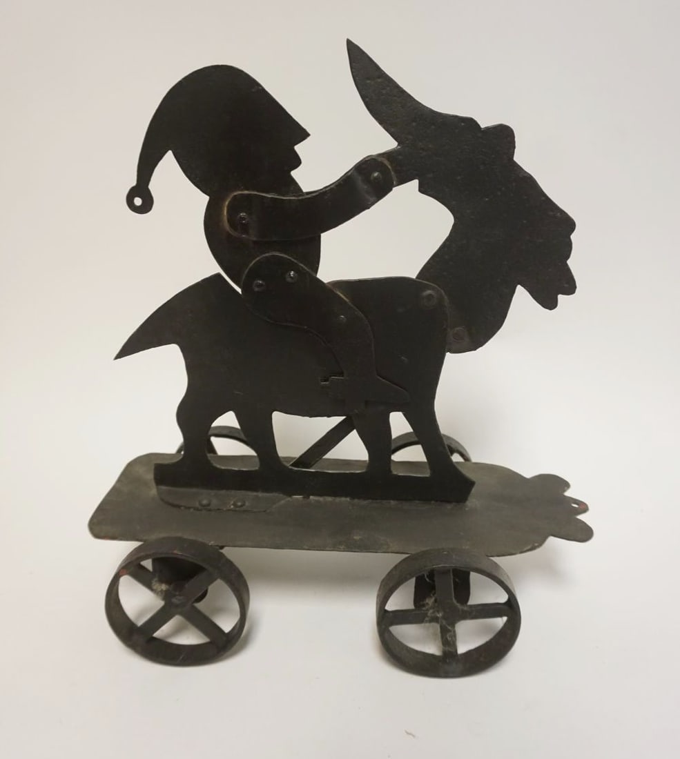 FOLK ART METAL MECHANICAL PULL TOY (1 of 4)