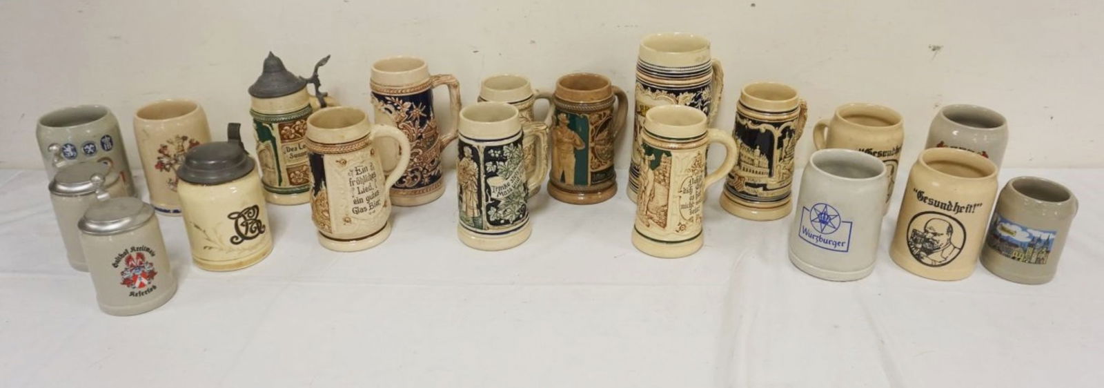 LARGE GROUP OF ASSORTED GERMAN STEINS (1 of 4)