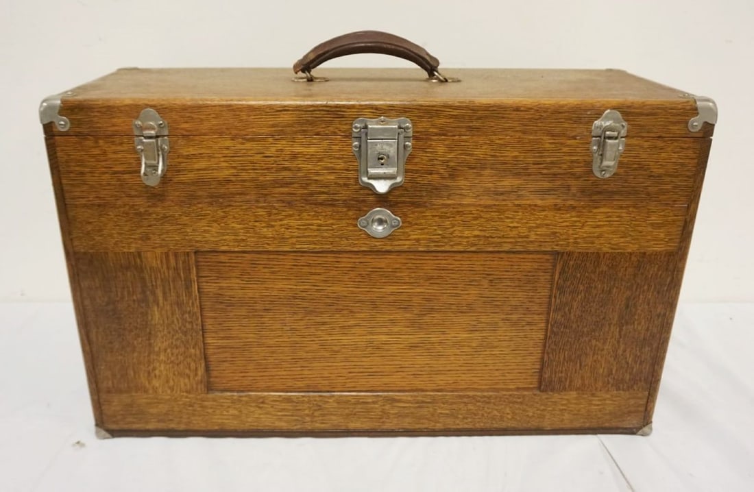 OAK MACHINIST CHEST W/CONTENTS (1 of 10)