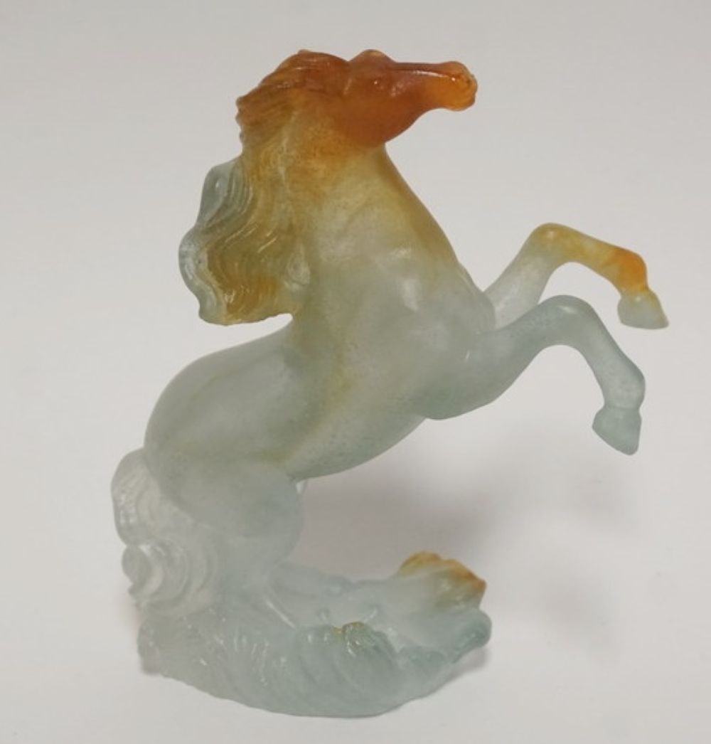 DAUM FRANCE FIGURE: DAUM FRANCE FIGURE OF PRANCING HORSE, APPROXIMATELY 4 IN H