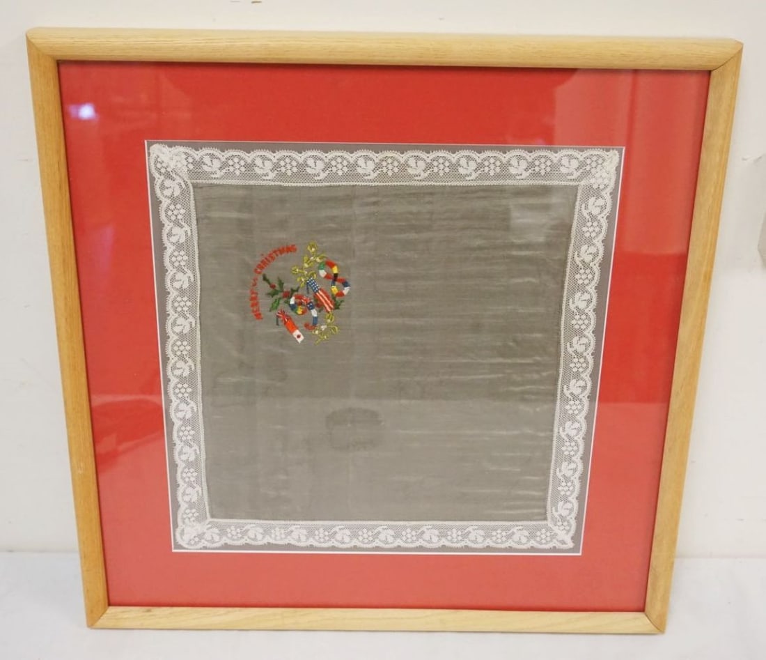FRAMED & MATTED EMBROIDERED SCARF (1 of 3)