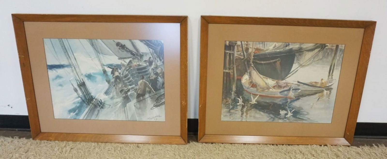 PAIR OF FRAMED & MATTED NAUTICAL SHIP PRINTS (1 of 6)