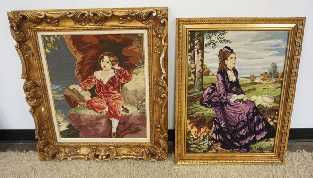 VINTAGE FRAMED NEEDLEPOINTS (1 of 3)