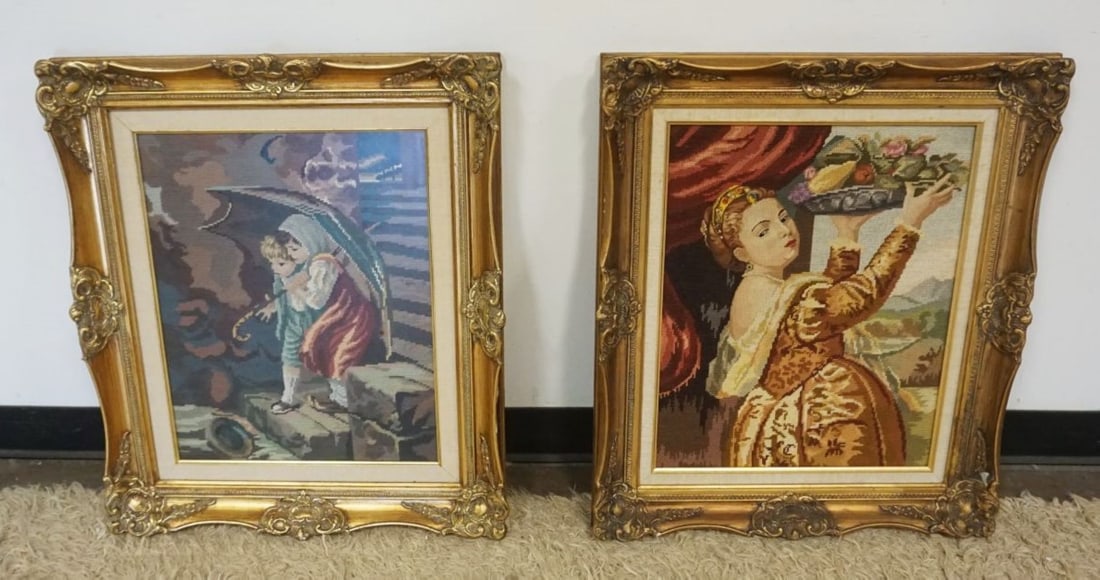 VINTAGE FRAMED NEEDLEPOINTS (1 of 3)