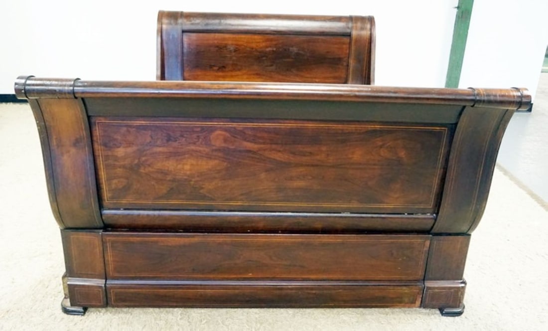 ANTIQUE MAHOGANY SLEIGH BED (1 of 5)