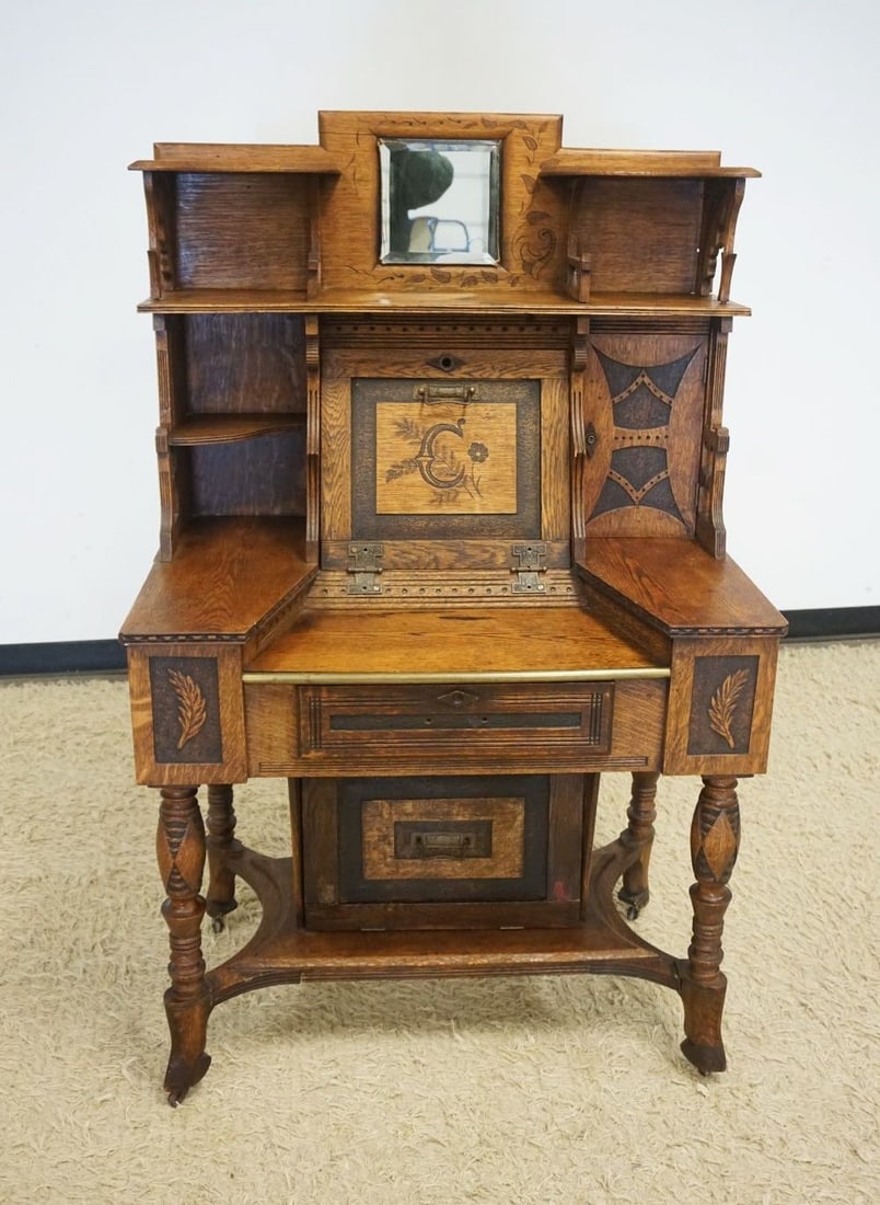 UNUSUAL OAK FALL FRONT DESK (1 of 8)