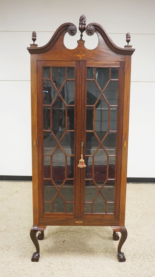 OUTSTANDING ANTIQUE MAHOGANY CRYSTAL CABINET (1 of 5)