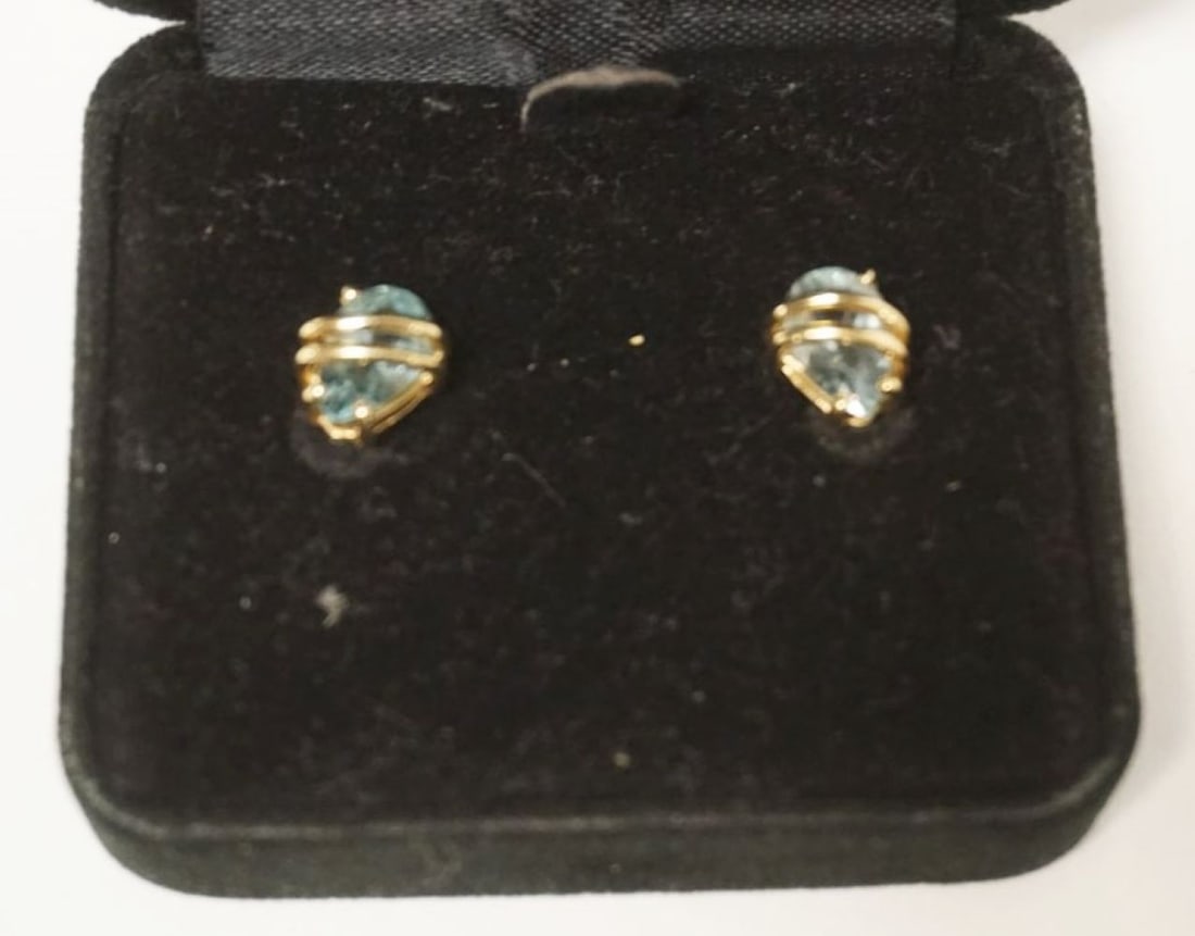 14K AQUAMARINE TEARDROP EARRINGS (1 of 2)