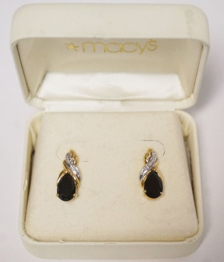 14K DIAMOND AND SAPPHIRE STUD EARRINGS (1 of 3)