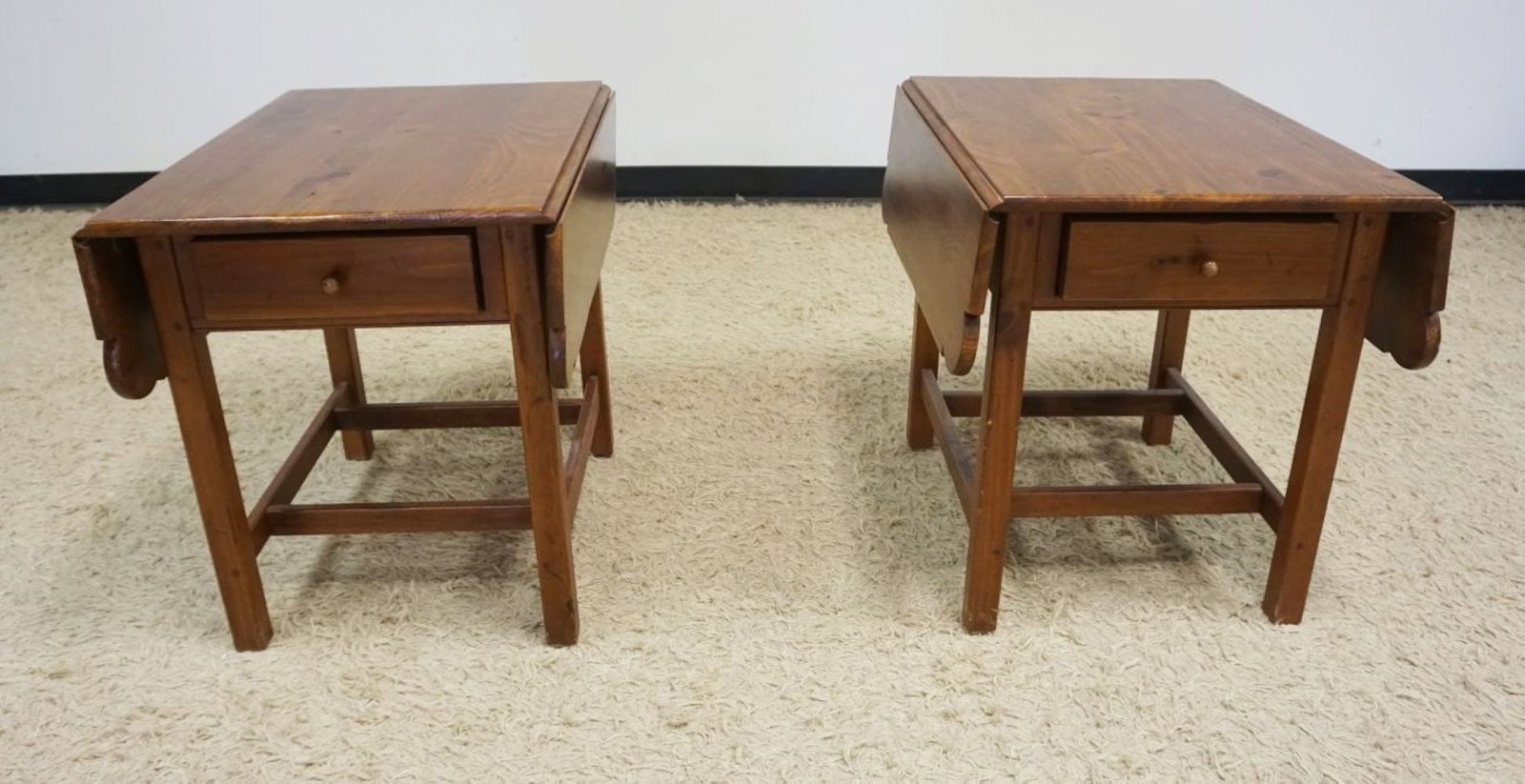 PAIR ETHAN ALLEN PINE DROP LEAF STANDS (1 of 6)