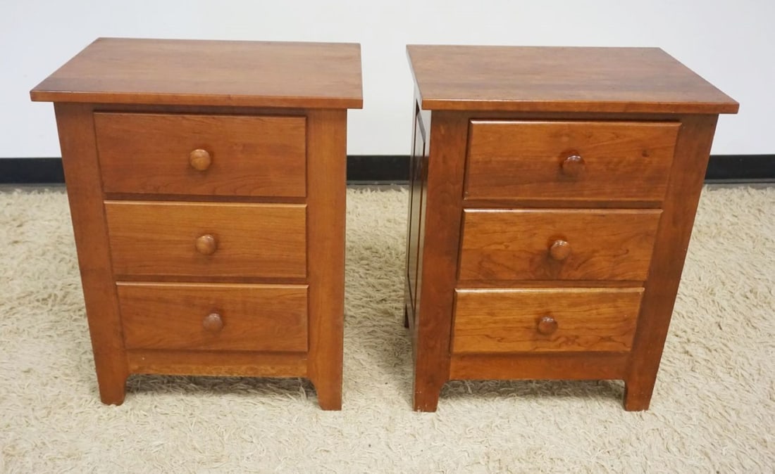 PAIR OF SOLID CHERRY BEDSIDE STANDS (1 of 3)