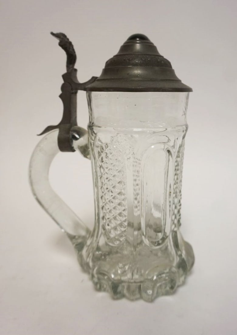 ANTIQUE PRESSED GLASS STEIN (1 of 4)