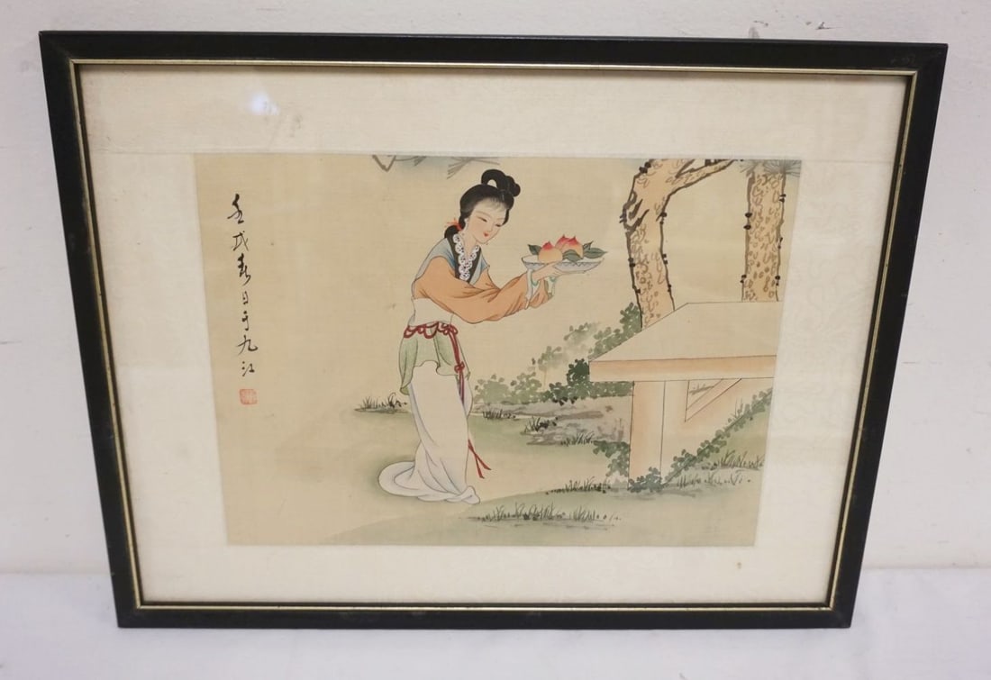 FRAMED ASIAN PAINTING: FRAMED ASIAN PAINTING, APPROXIMATELY 13 IN X 17 IN OVERALL