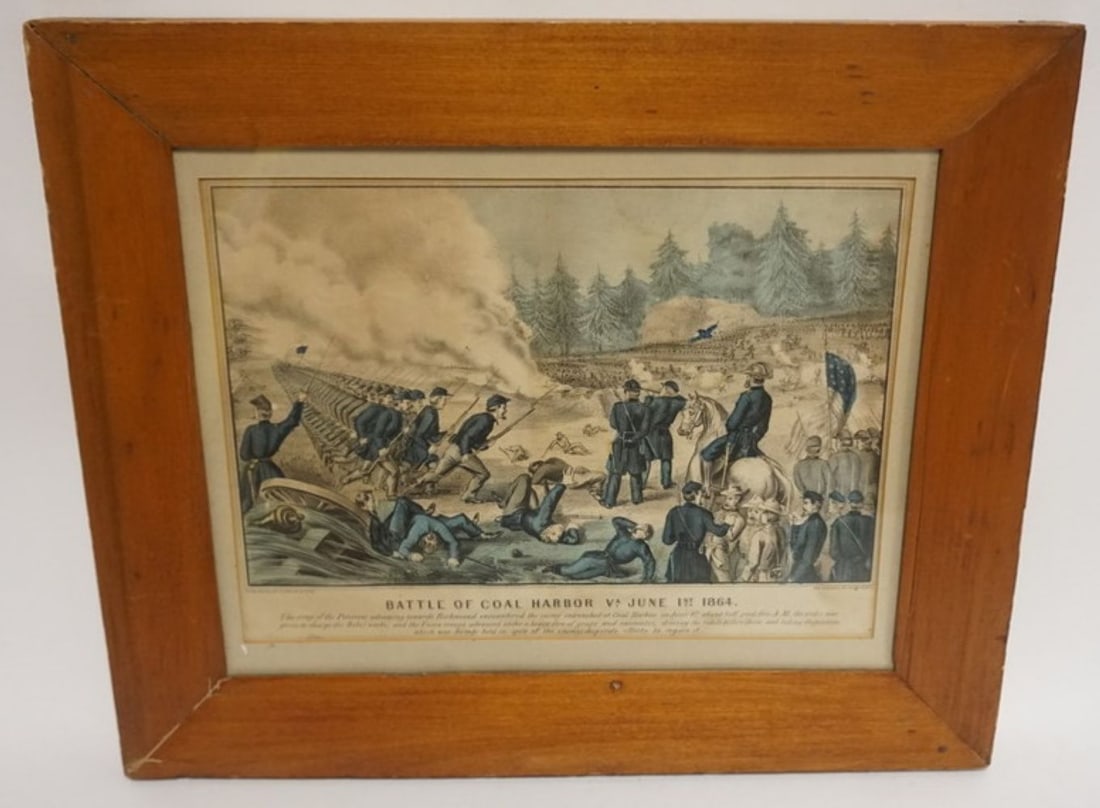 CURRIER & IVES CIVIL WAR ENGRAVING: CIVIL WAR ENGRAVING OF THE *BATTLE OF COAL HARBOR* JUNE 1864 BY CURRIER & IVES