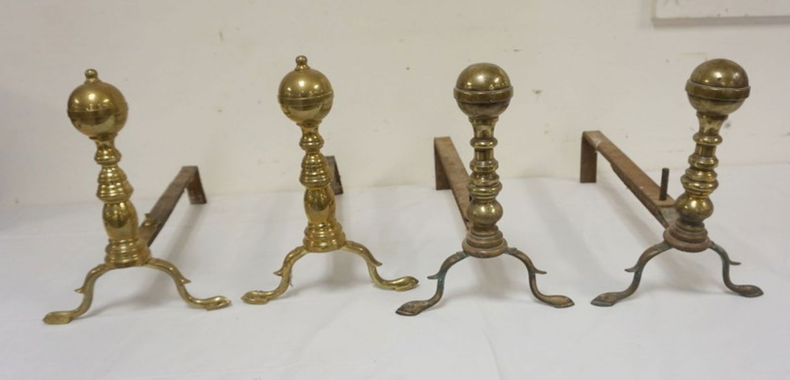 2 PRS ANTIQUE BRASS ANDIRONS (1 of 2)