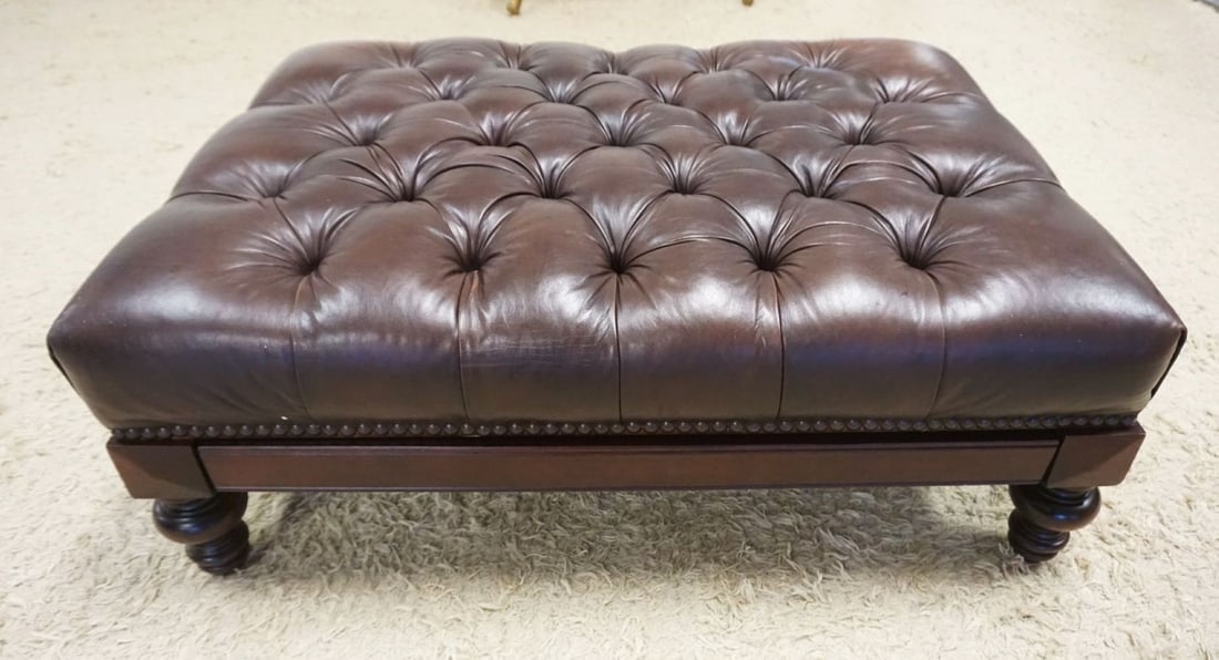 TUFTED LEATHER OTTOMAN (1 of 6)