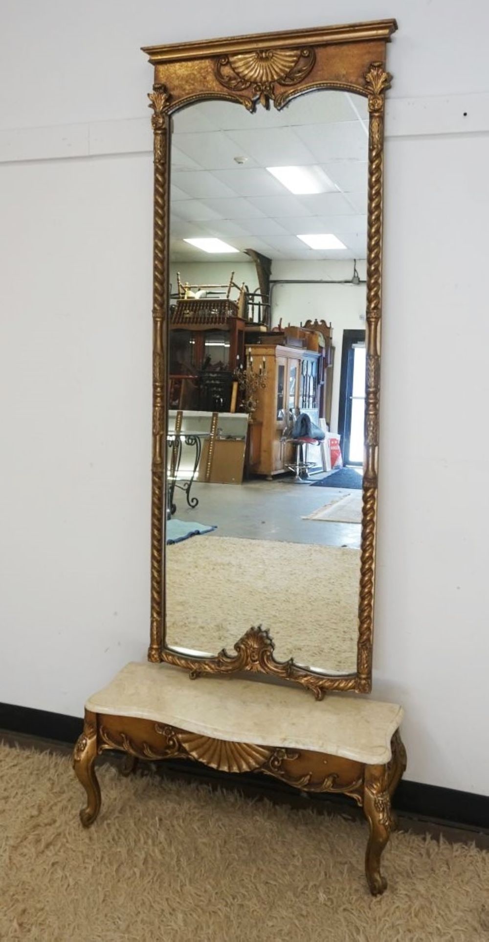 PIER MIRROR WITH MARBLE TOP BASE (1 of 6)