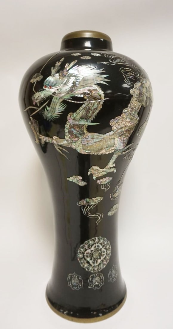 LARGE ASIAN BRASS FLOOR VASE (1 of 6)