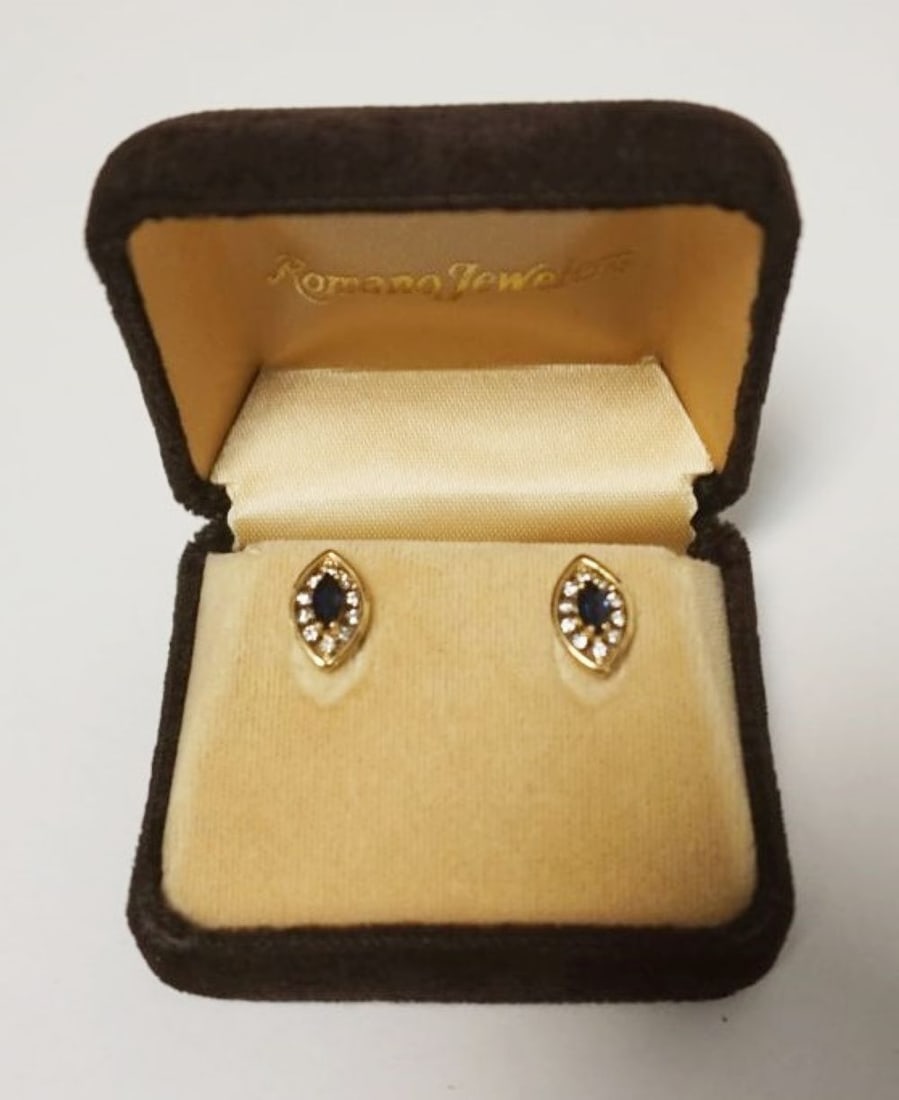 14K DIAMOND AND SAPPHIRE STUD EARRINGS (1 of 3)