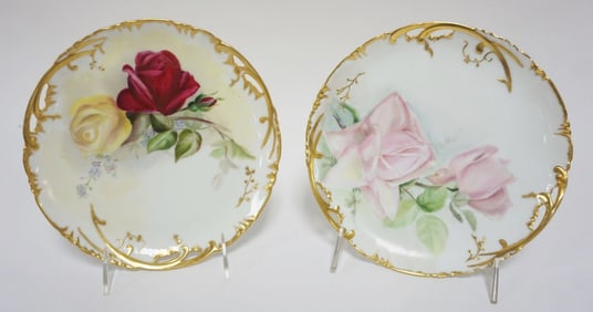 2 ARTIST SIGNED GFH OVER GDM FRANCE PLATES