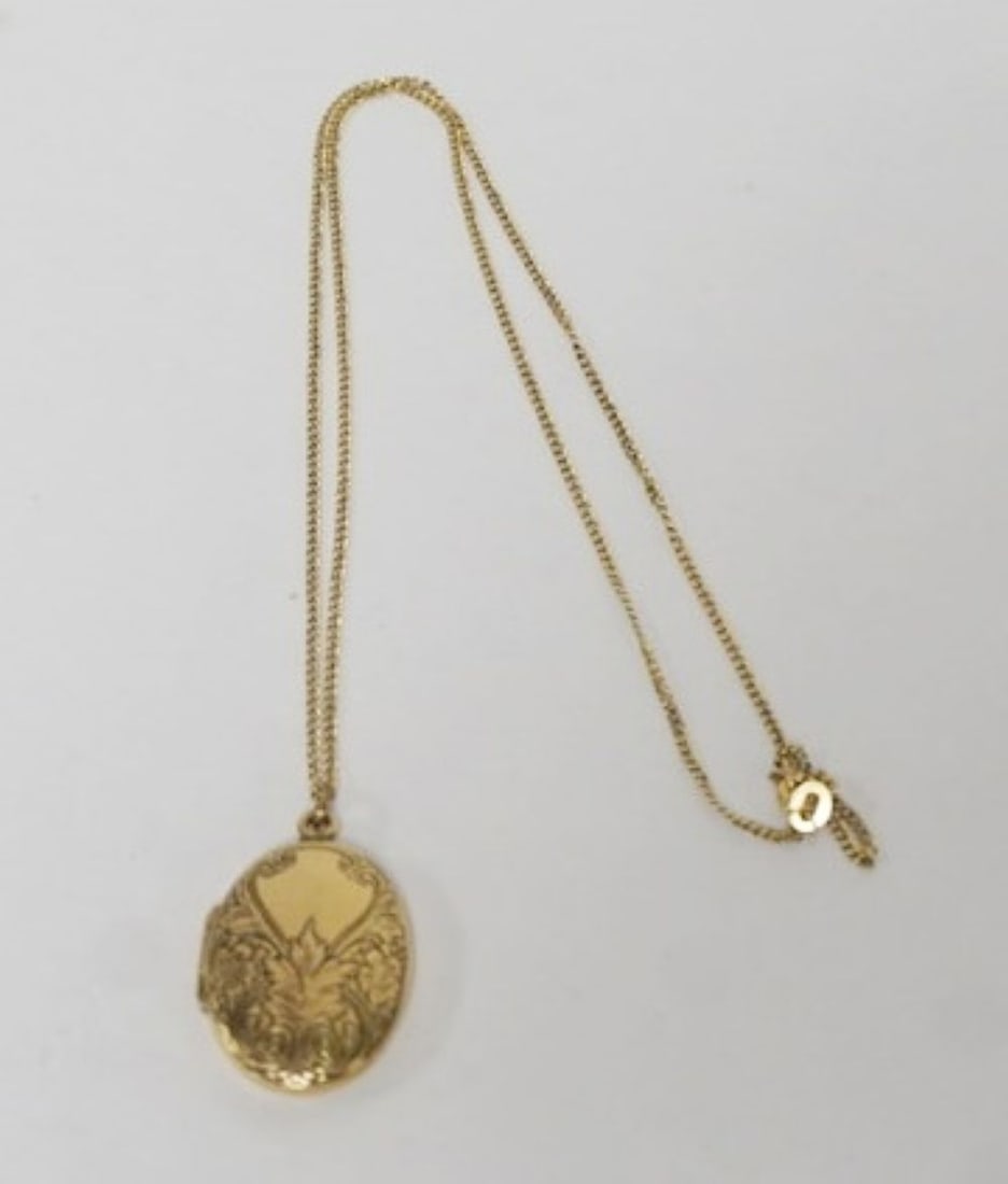 14K LADIES NECKLACE: 14K LADIES NECKLACE WITH 14K GOLD FILLED LOCKET, CHAIN DWT 1.79