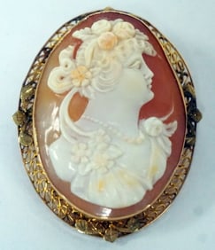 14K CAMEO BROOCH