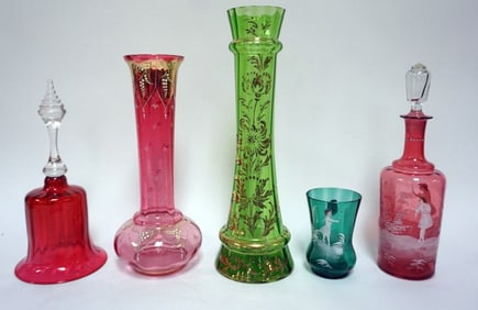 ASSORTED VICTORIAN COLORED GLASS