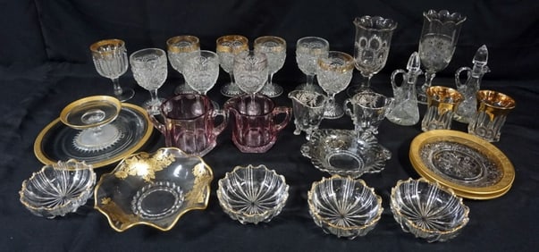 ASSORTED PRESSED GLASS
